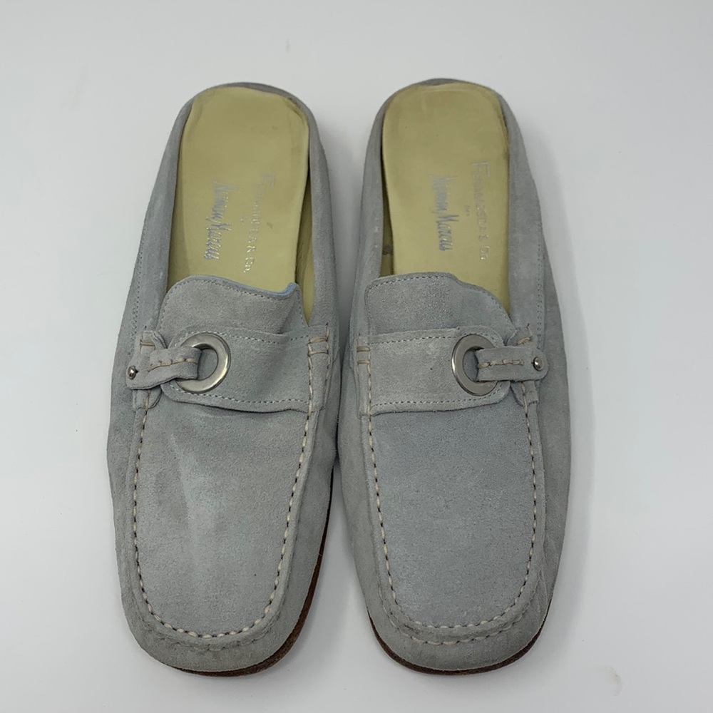 Fieramosca & Co for Neiman Marcus blue suede slides